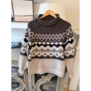 Alp N Rock Women's Leighton Mock Neck Sweater in the coffee/black colorway Size